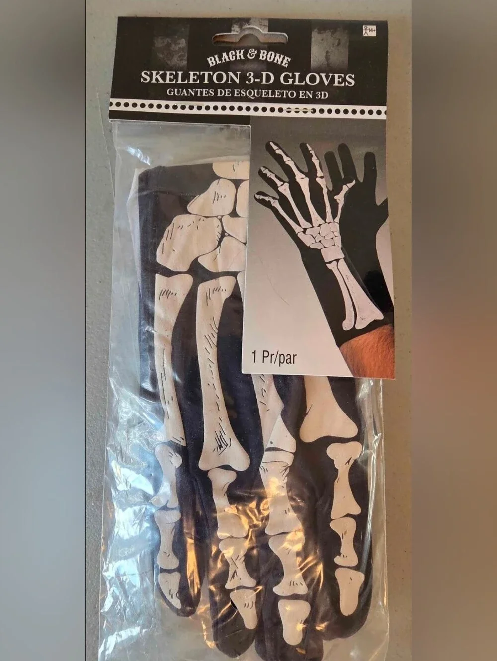 Amscan Black and White 3D Skeleton Gloves